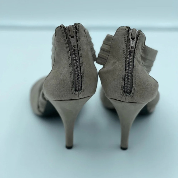 Sam & Libby Taupe Suede Peep Toe High Heel Sandals - Women's Size 9M - Picture 4 of 6